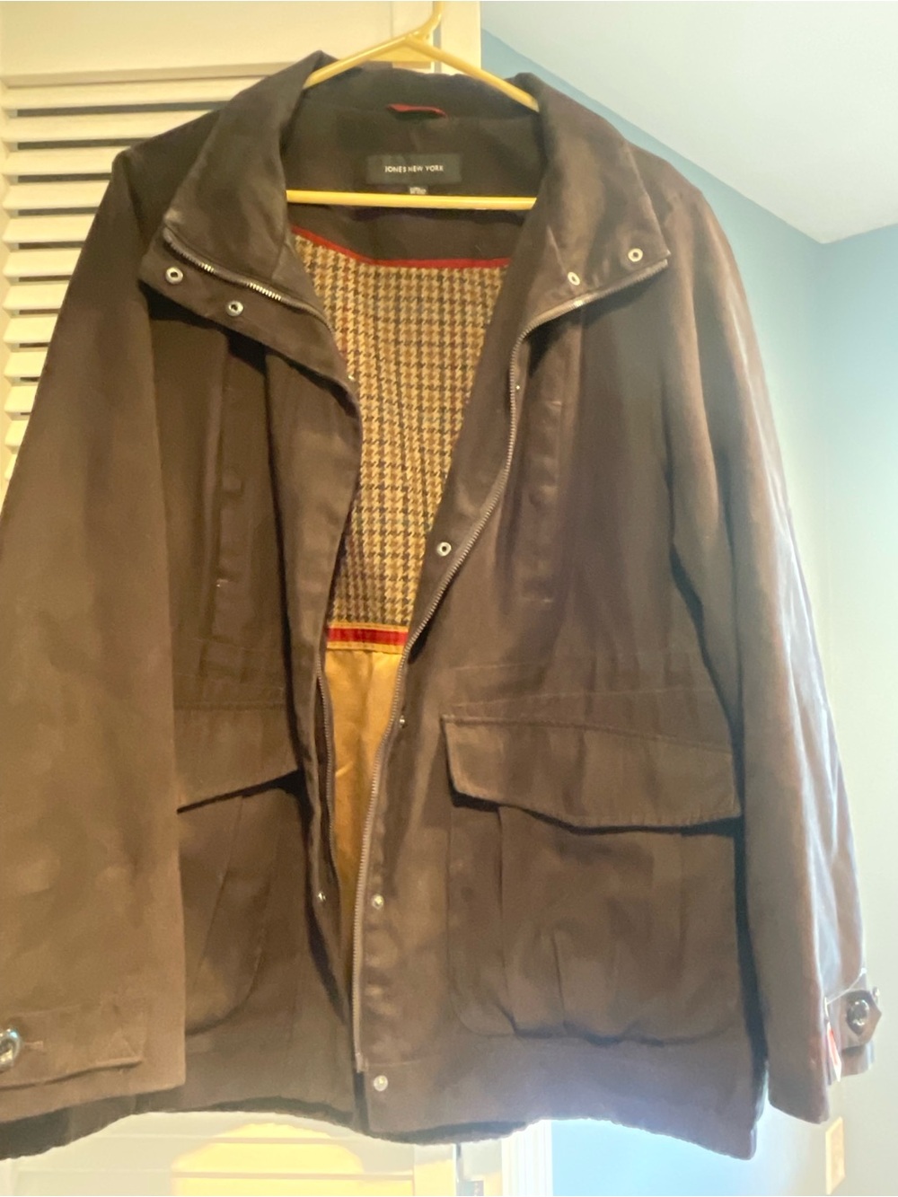 Jones New York Women’s Brown Field Jacket - Wool Herringbone Interior, Soft!